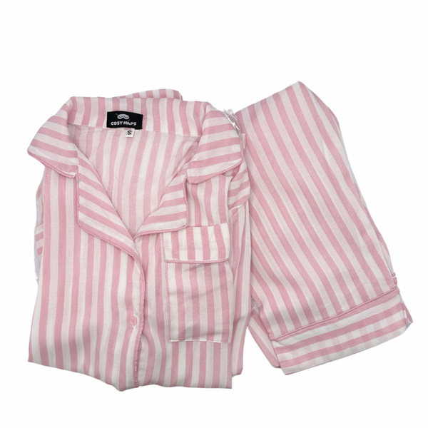 Pink Linned Linen Night Suit for Women