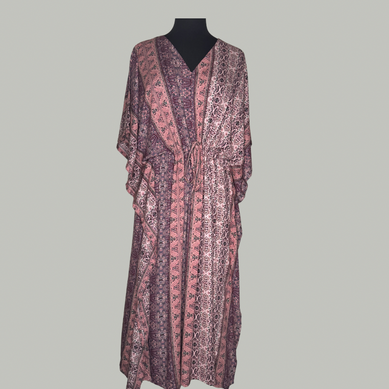 Pink Crush Linen Kaftan Nighty